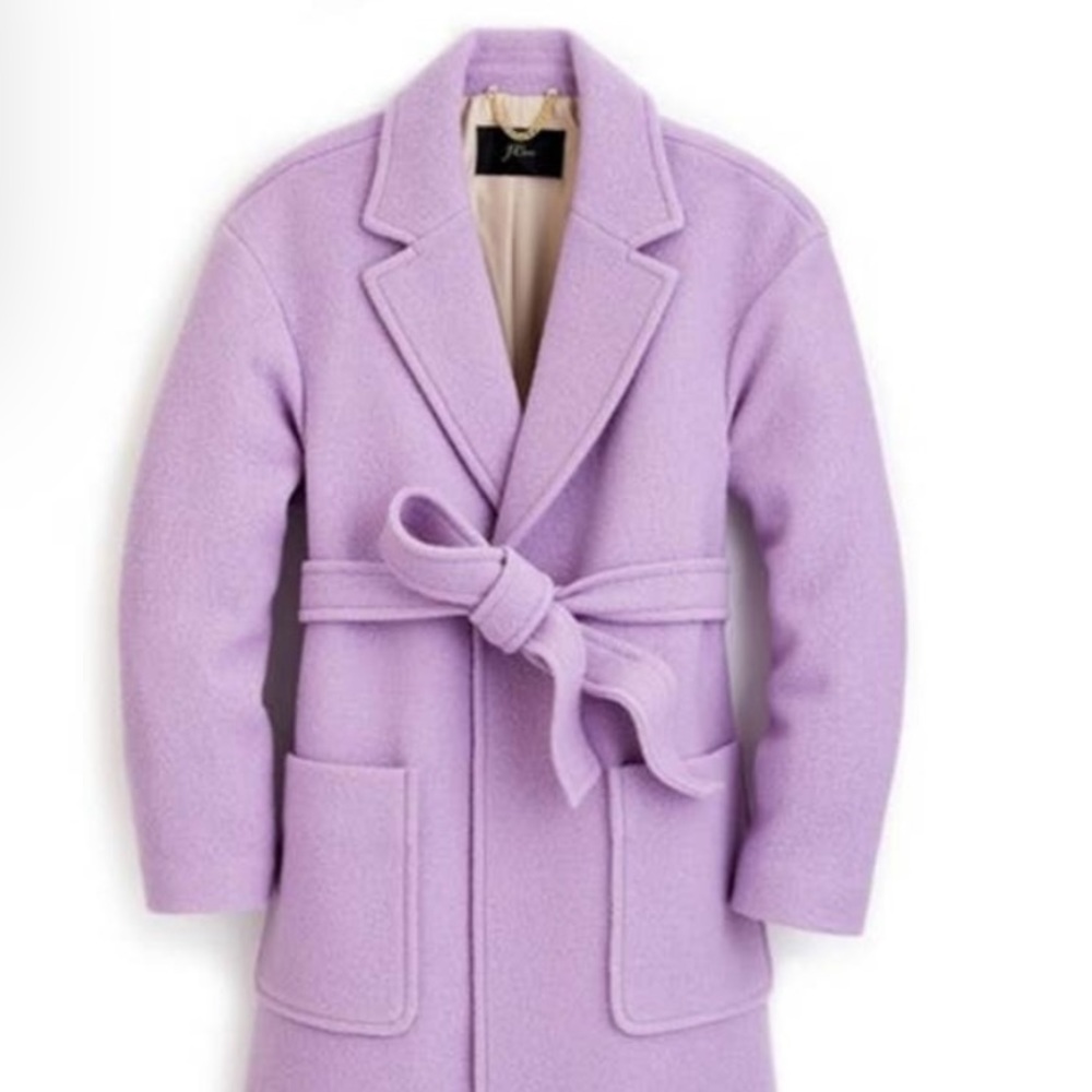 J. Crew Lilac Wool Belted Trench Coat